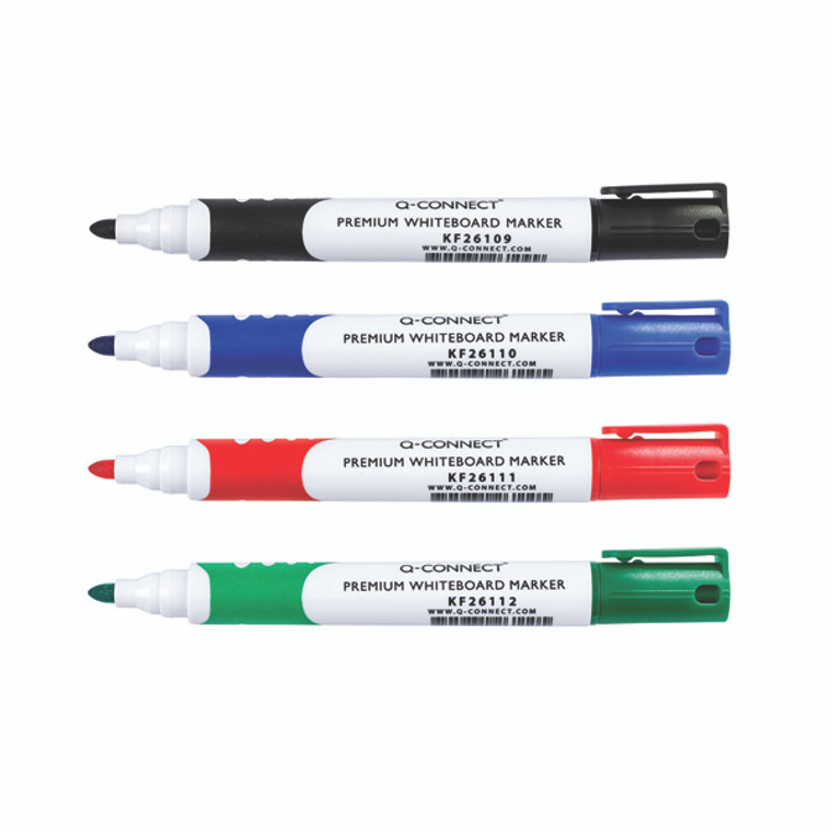 KF26113 Q-Connect Premium Whiteboard Marker Bullet Tip Assorted Pack 4 KF26113