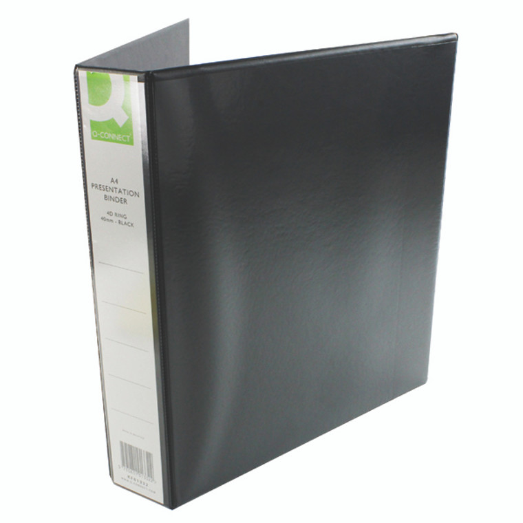 KF01332 Q-Connect Presentation 40mm 4D Ring Binder A4 Black KF01332