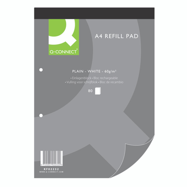 KF02232 Q-Connect Plain Headbound Refill Pad 160 Pages A4 Pack 10 KF02232