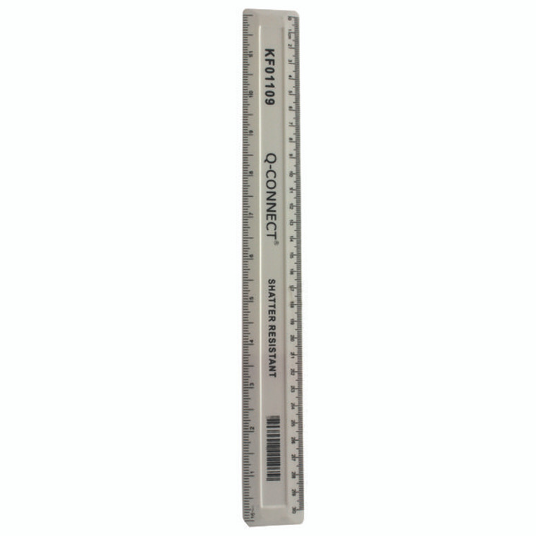 KF01109Q Q-Connect Shatter Resistant Ruler 30cm White Pack 10 KF01109Q