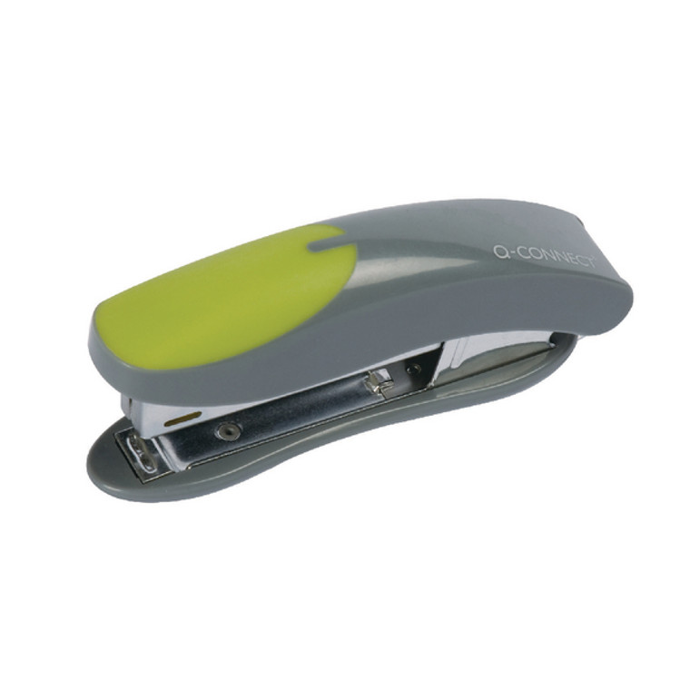 KF00991 Q-Connect Mini Plastic Stapler Grey Green Capacity 12 sheets 80gsm paper KF00991