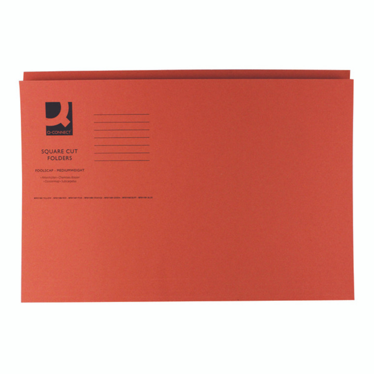 KF01188 Q-Connect Square Cut Folder Mediumweight 250gsm Foolscap Orange Pack 100 KF01188