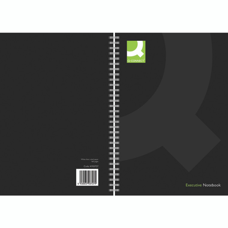 KF03727 Q-Connect Hardback Wirebound Book A4 Black Pack 3 KF03727