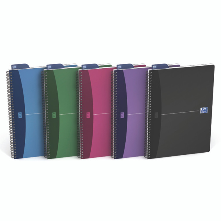 JD36639 Oxford Poly Opaque Wirebound Notebook A4 Assorted Pack 5 100101918