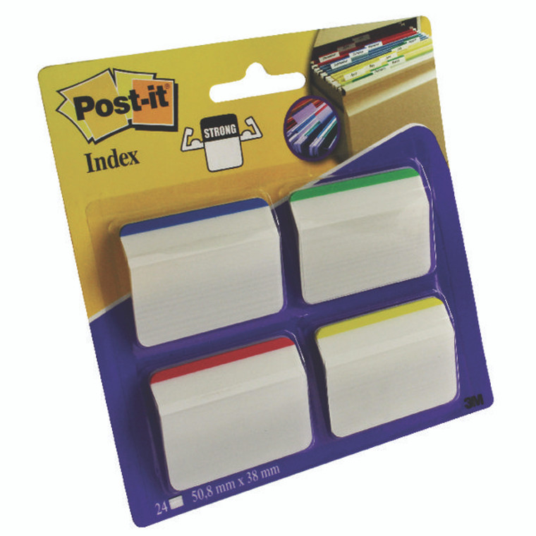 3M93619 Post-it Index Angled Filing Tabs Assorted Pack 24 686-A1