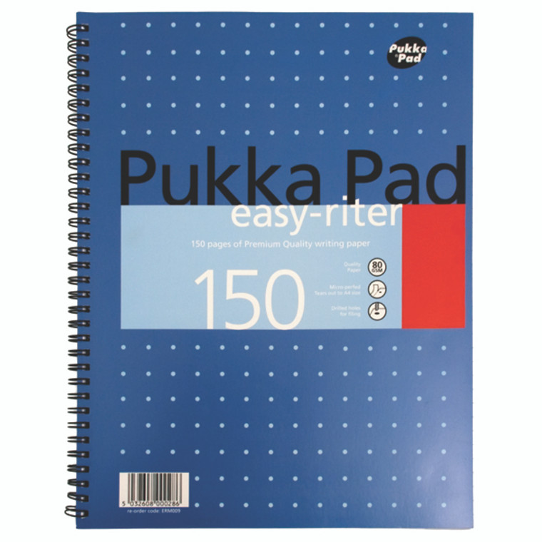 PP00021 Pukka Pad Ruled Metallic Wirebound Easy-Riter Notepad 150 Pages A4 Pack 3 ERM009