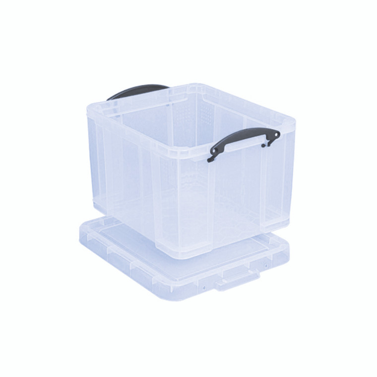 RUP80130 Really Useful 35L Plastic Storage Box With Lid W480xD390xH310mm Clear 35C