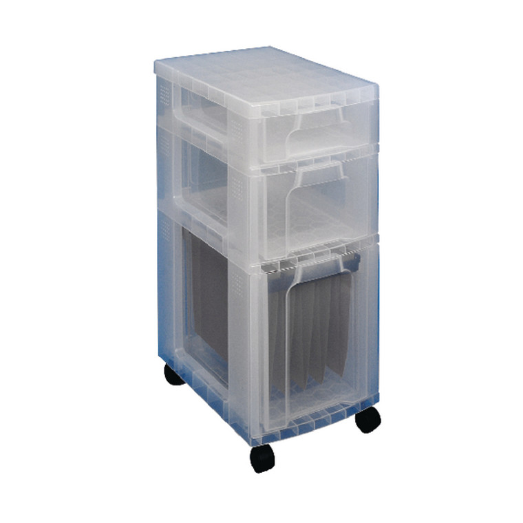 RUP63357 Really Useful Plastic Storage Tower 3 Drawers Clear 7L 12L 25L DT1019