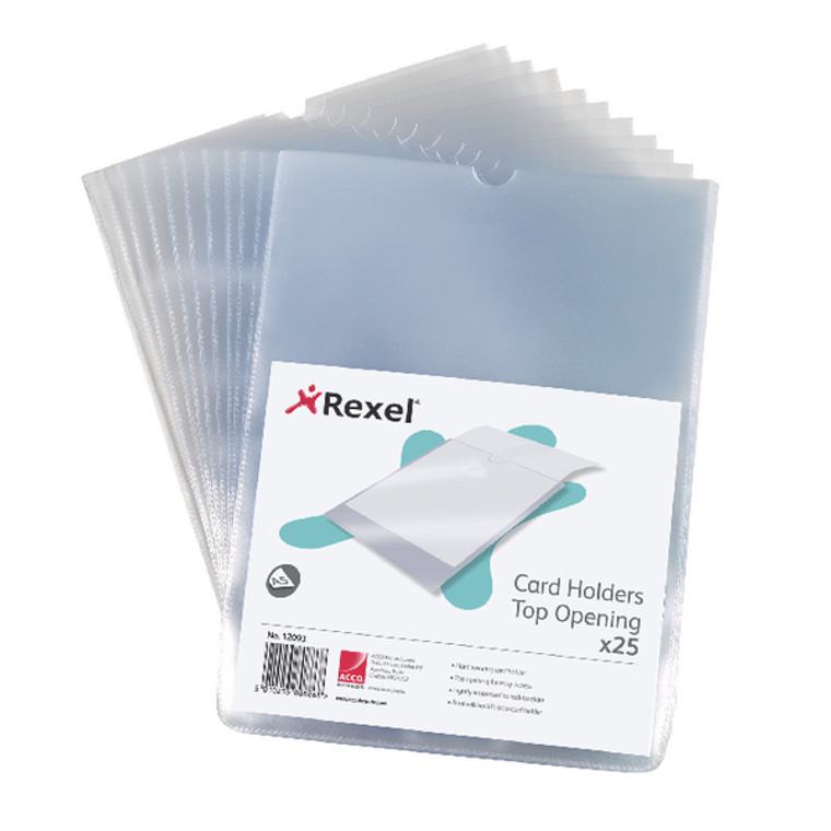 RX12093 Rexel Card Holders Polypropylene A5 Clear Pack 25 12093