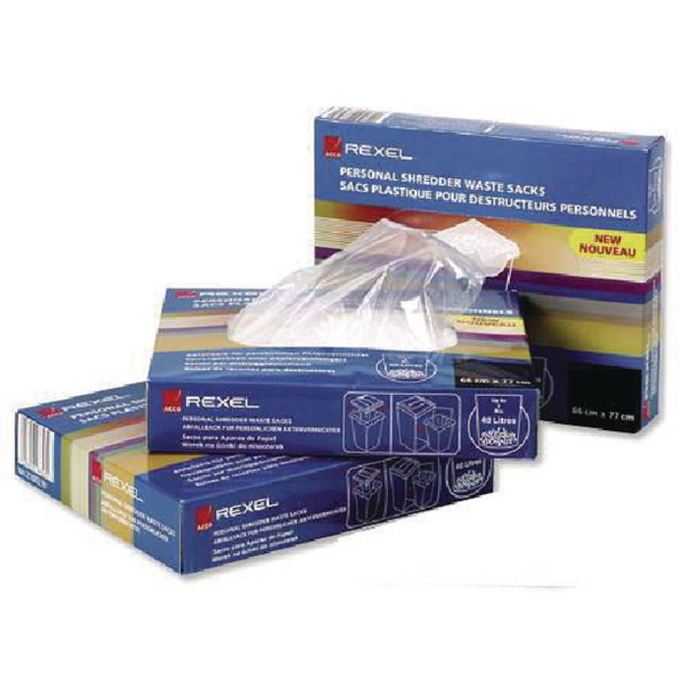 RM40070 Rexel AS1000 Plastic Shredder Waste Sacks 115L Pack 100 40070