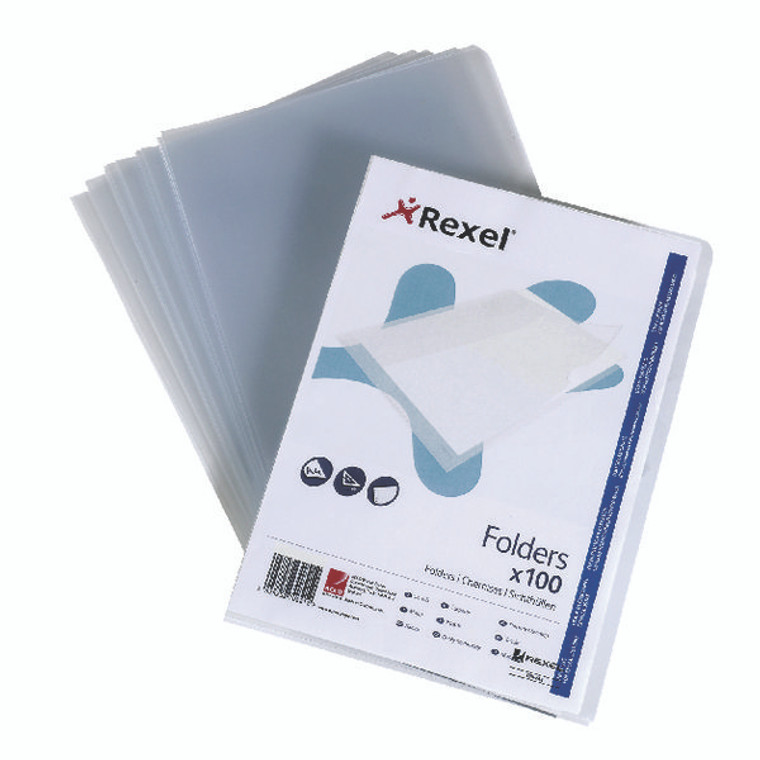 RX12175 Rexel Superfine Cut Flush Folder A4 Clear Pack 100 12175