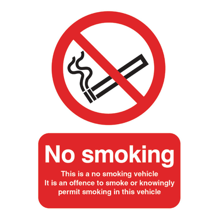 SR11176 Safety Sign This is a No Smoking Vehicle 100x75mm Self-Adhesive PH05104S