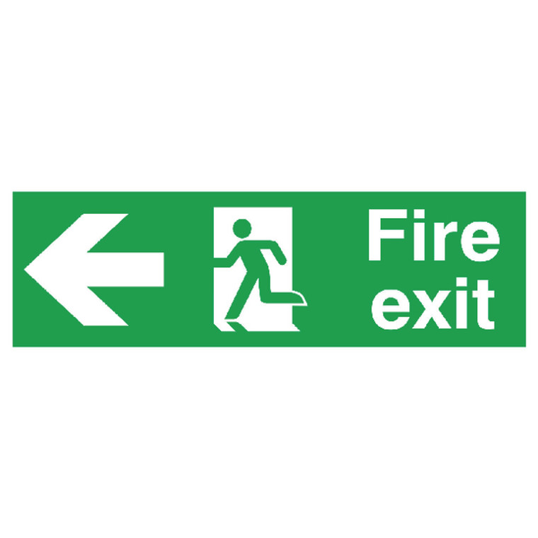 SR11133 Safety Sign Fire Exit Running Man Arrow Left 150x450mm PVC FX04311R