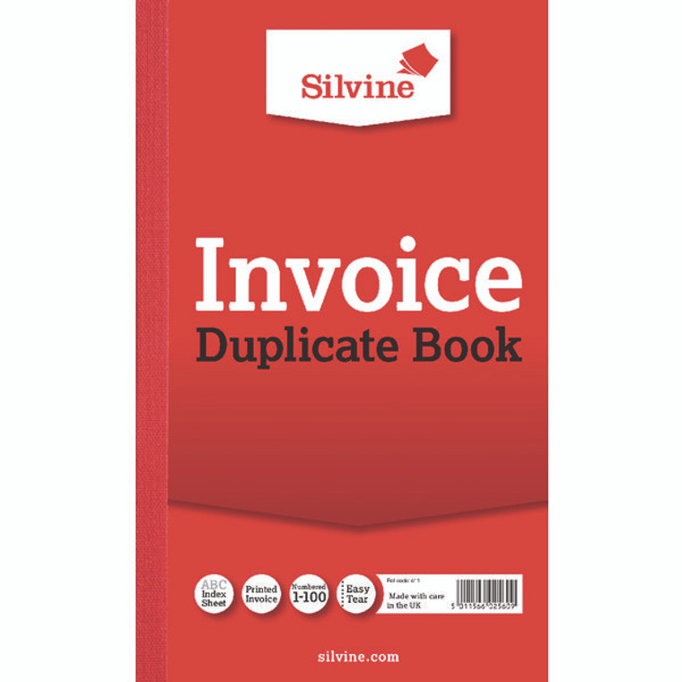 SV42560 Silvine Duplicate Invoice Book 210x127mm Pack 6 611