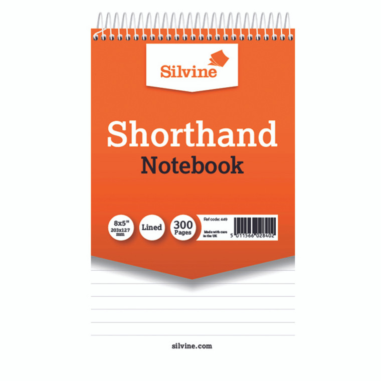 SV42840 Silvine Ruled Spiral Bound Shorthand Notepad 127x203mm Pack 6 449