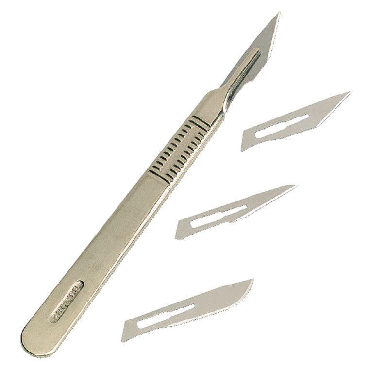 SK10621 Swordfish Scalpel No 3 Handle With 4 Blades Metal 43110