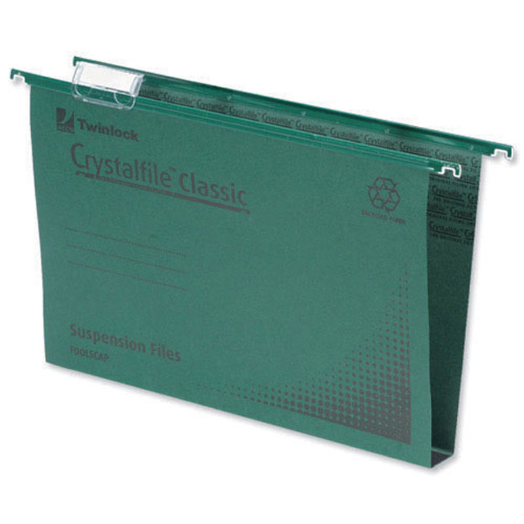 TW71750 Rexel Crystalfile Classic Suspension File 50mm Green Pack 50 71750