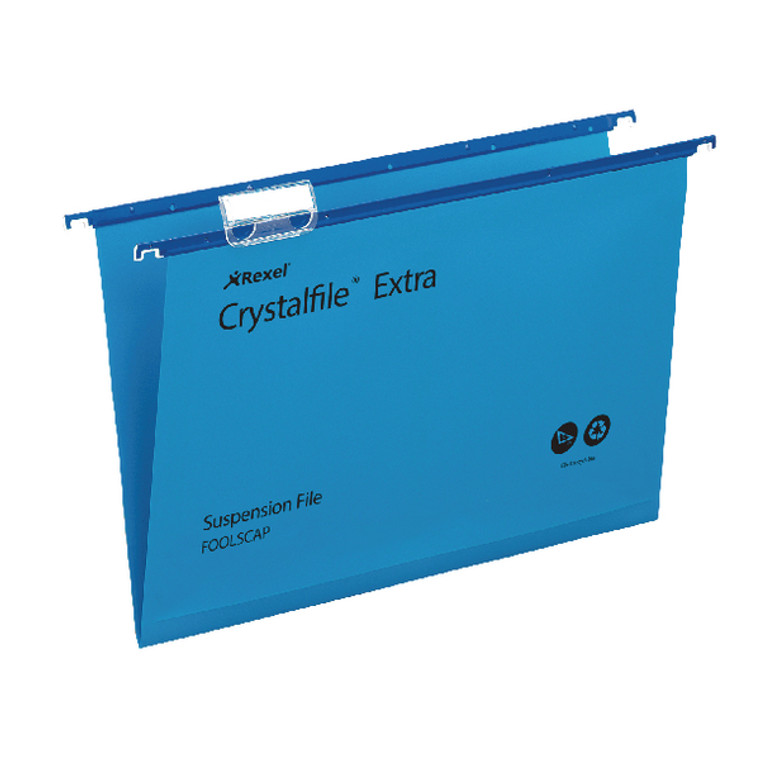 TW70630 Rexel Crystalfile Extra 15mm Suspension File Blue Pack 25 70630