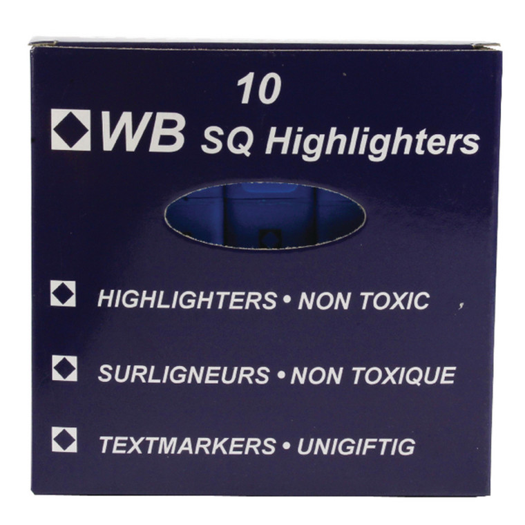 WX01114 Blue Hi-Glo Highlighter Pens Vibrant bright colours non toxic Pack 10 844003