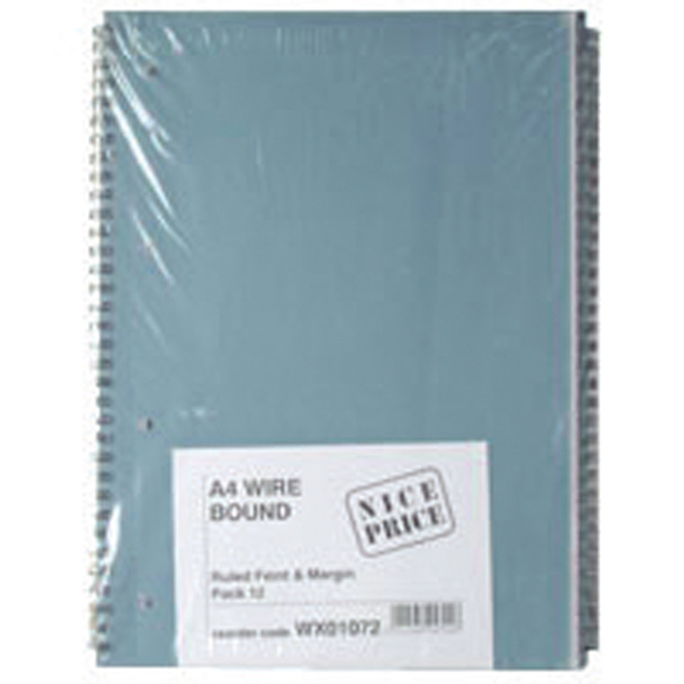 WX01072 Blue Bound A4 Spiral Pad 80 leaf Pack 12 WX01072