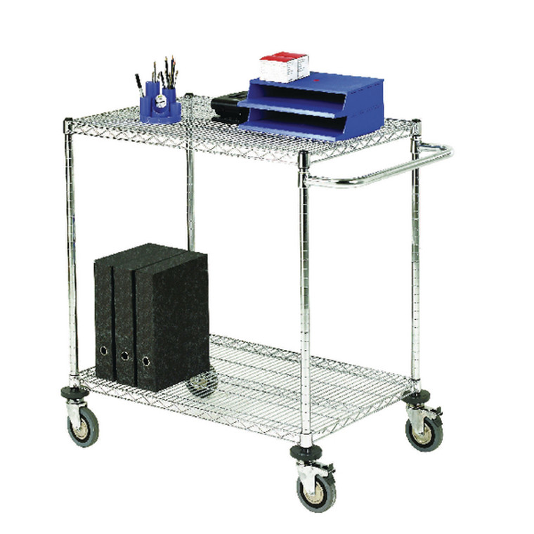 SBY19679 2-Tier 240kg Chrome Mobile Trolley W610 x D914 x H965mm 373001