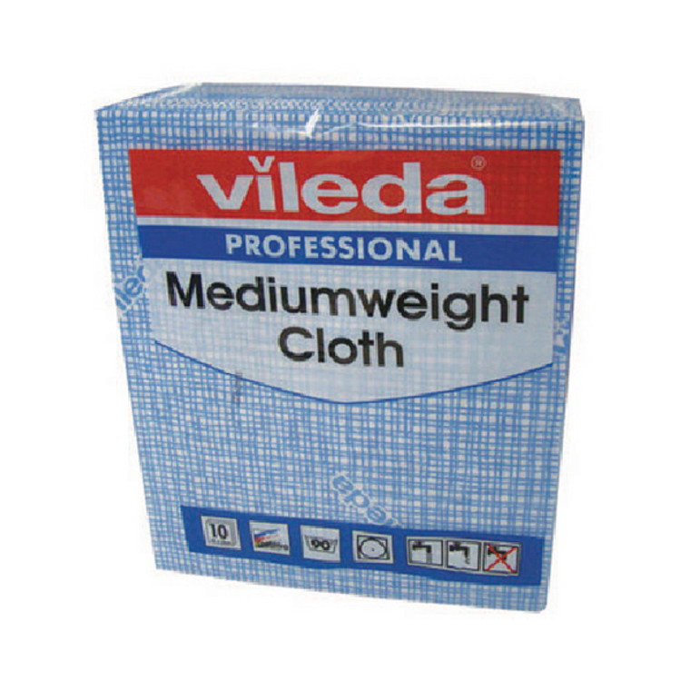 VIL04875 Vileda Medium Weight Cloth Blue Pack 10 106399