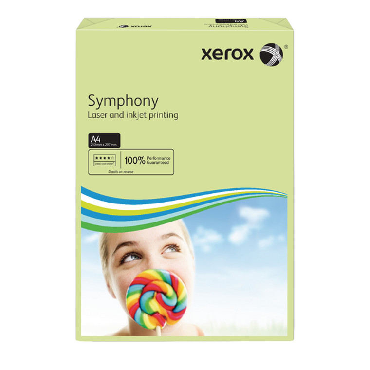 XX93965 Xerox Symphony Coloured A4 Paper 80gsm Pastel Tints Green Ream Pack 500 003R93965