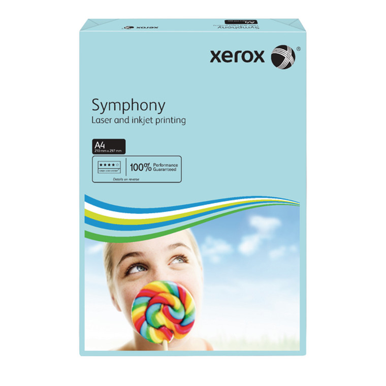 XX93968 Xerox Symphony Coloured A4 Paper 80gsm Medium Tints Mid Blue Ream Pack 500 003R93968
