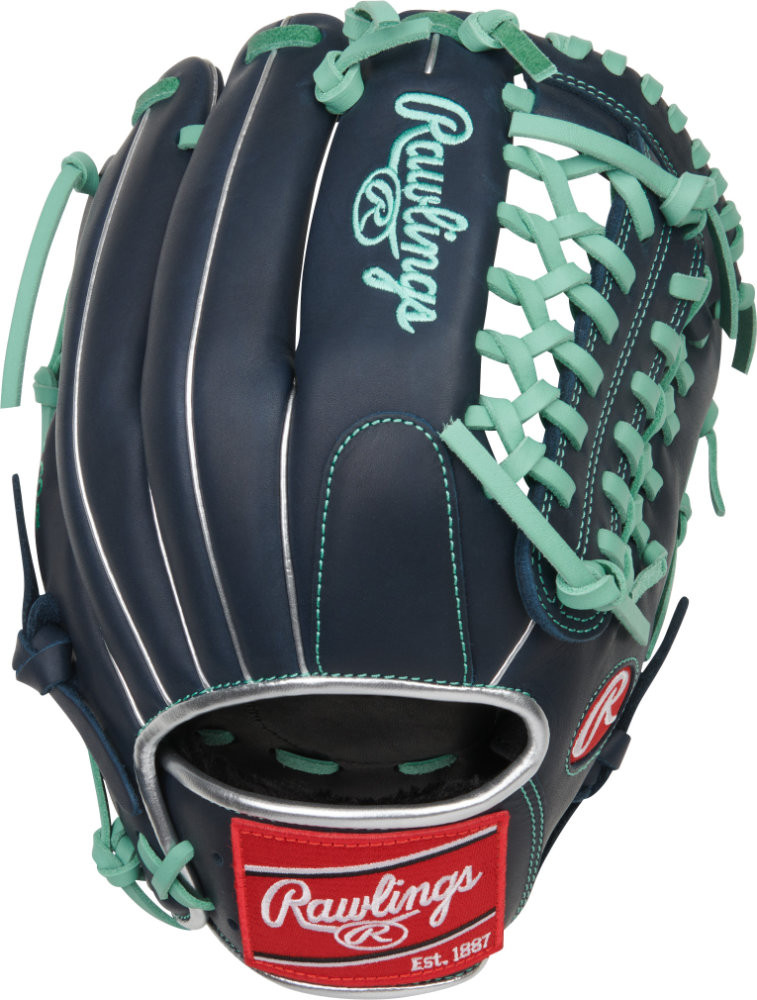 Rawlings．．．GR９HTBH9 Rawlings R9 Navy/Mint 11.75 Inch Infield Baseball Glove