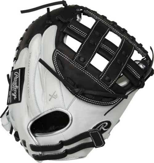 33 Inch Rawlings Liberty Advanced Color Series RLACM33FPBP Women's White/Black/Platinum Fastpitch Softball Catcher Mitt