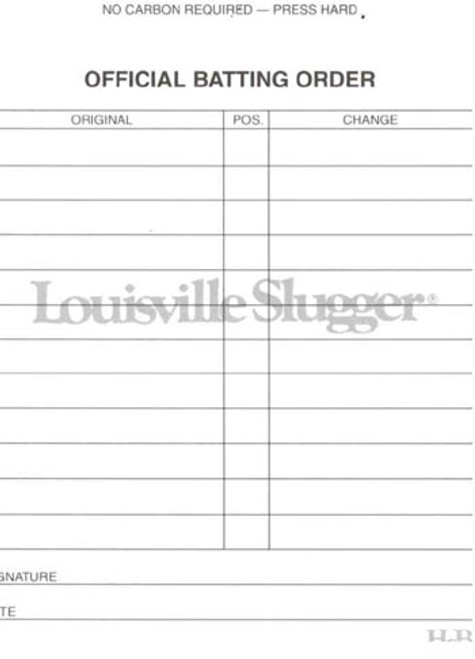 Louisville Slugger Line Up Cards