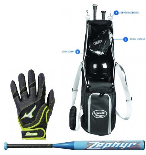 Louisville Slugger FP85Z Zephyr Fastpitch Softball Bundle
