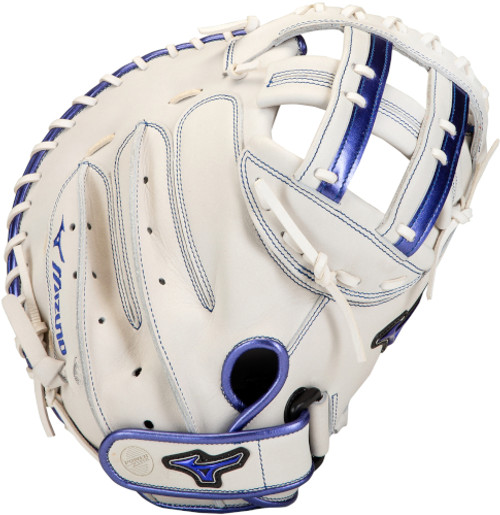 34 Inch Mizuno MVP Prime SE GXS50PSE8-White/Royal Women's Fastpitch Softball Catcher Mitt