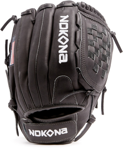 12.5 Inch Nokona AmericanKIP A-V1250 Black Women's Fastpitch Softball Glove