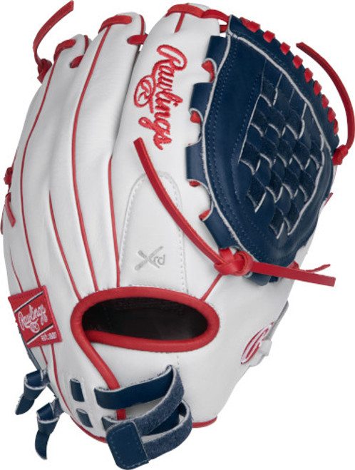 12 Inch Rawlings Liberty Advanced Color Series RLA120-3WNS White/Navy/Scarlet Women's Fastpitch Softball Glove