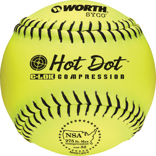 Worth Hot Dot C-LOK NHD12CY 12 Inch NSA Slowpitch Softball