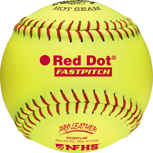Rawlings 12 Inch Pro Leather Red Dot NFHS Fastpitch Softball