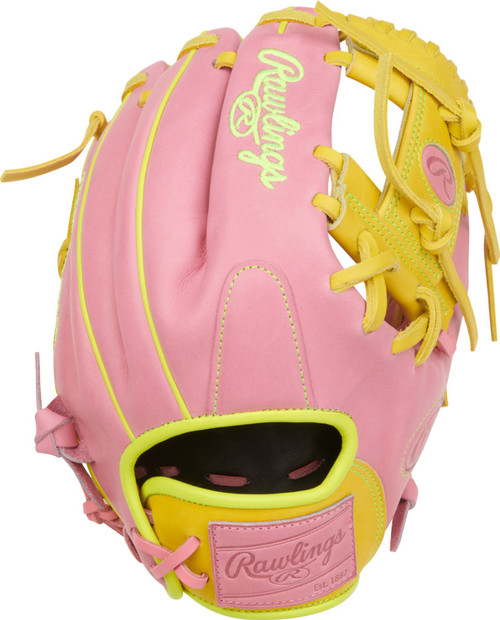Rawlings Heart of the Hide Pink/Yellow 11.5 Inch Infield Baseball Glove