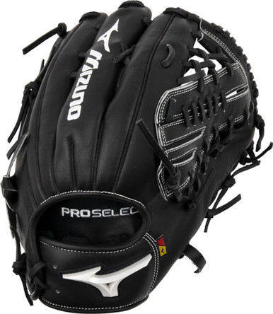 12.75 Inch Mizuno Pro Select Adult Outfield Baseball Glove - Black