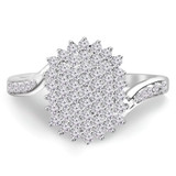 1/2 CTW Round Diamond Cluster Cocktail Ring in 14K White Gold (MDR160007)