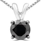 1/2 CT Round Black Diamond Solitaire Pendant Necklace in 10K White Gold (MDR160010)