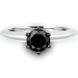 1 1/2 CT Round Black Diamond Solitaire Engagement Ring in 10K White Gold (MDR170042)