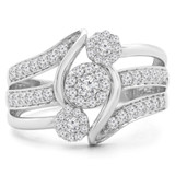 1/2 CTW Round Diamond Cocktail Ring in 14K White Gold (MDR190085)