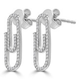 1/4 CTW Round Diamond Paper Clip Drop/Dangle Earrings in 14K White Gold (MDR210160)