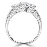 2 1/6 CTW Baguette Diamond Four-row Cluster Cocktail Ring in 18K White Gold (MDR220003)