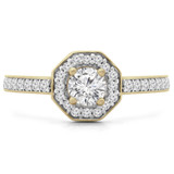 1/2 CTW Round Diamond Halo Engagement Ring in 14K Yellow Gold with Accents (MD200231)