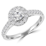 4/5 CTW Round Diamond Halo Engagement Ring in 14K White Gold with Accents (MD230027)