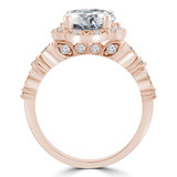 4/5 CTW Round Diamond Vintage Floral Halo Engagement Ring in 14K Rose Gold with Accents (MD240142)