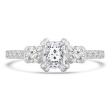1 1/6 CTW Princess Diamond Three-Stone Engagement Ring in 14K White Gold with Accents (MD240208)