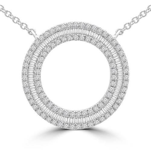 1/2 CTW Baguette Diamond Three-Row Circle Necklace in 18K White Gold (MD190299)